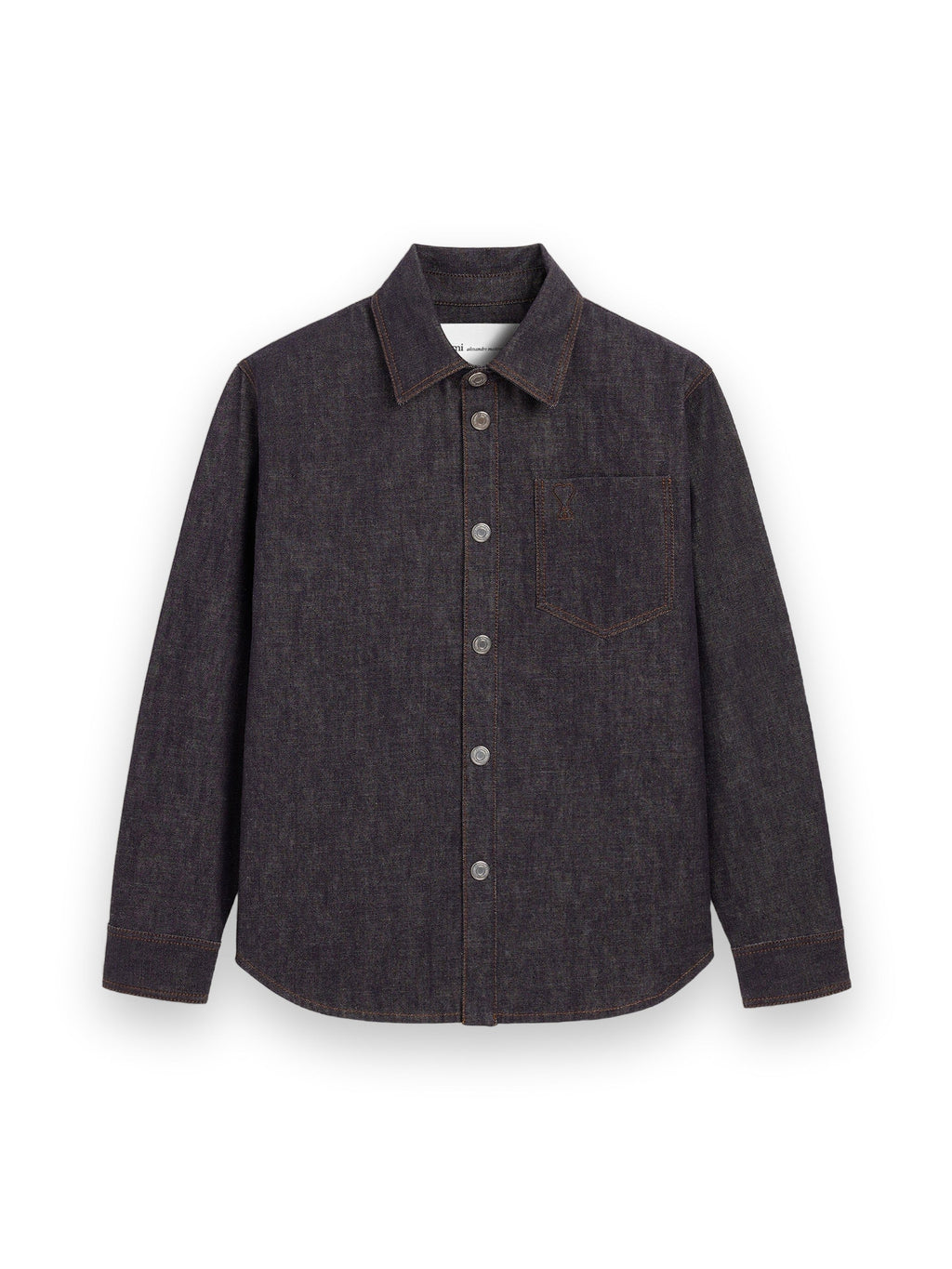 AMI PARIS BLUE COTTON OVERSHIRT WITH AMI DE COEUR