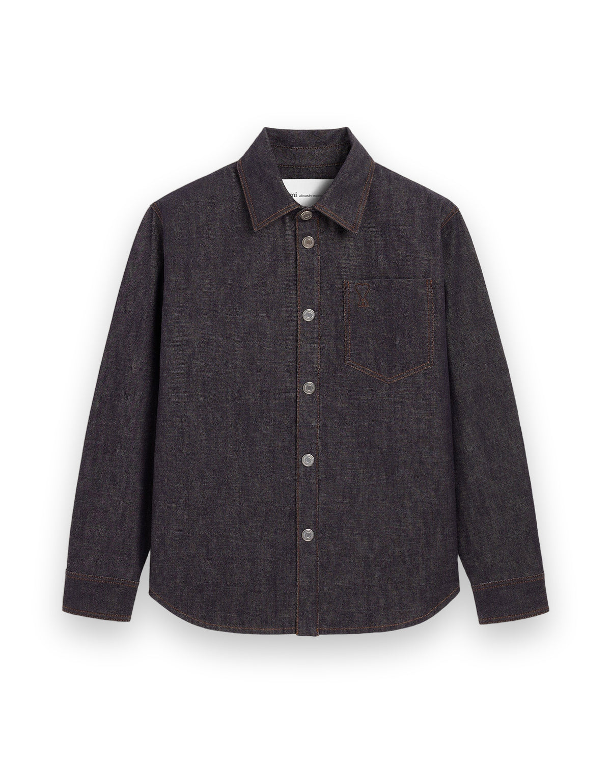AMI PARIS BLUE COTTON OVERSHIRT WITH AMI DE COEUR