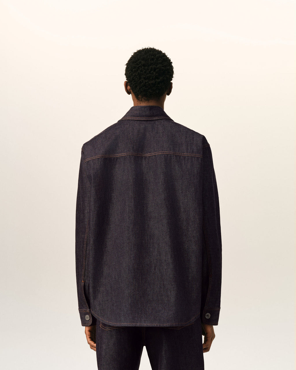 AMI PARIS BLUE COTTON OVERSHIRT WITH AMI DE COEUR — vista 5