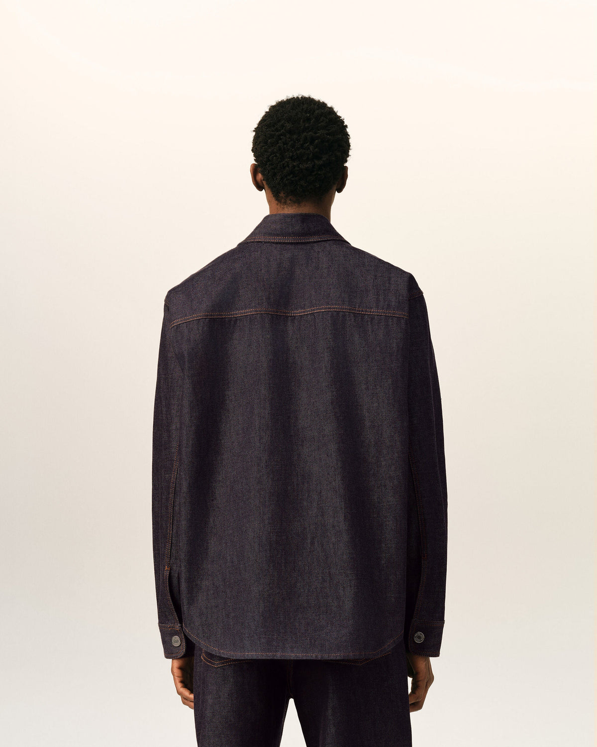 AMI PARIS BLUE COTTON OVERSHIRT WITH AMI DE COEUR — vista 5