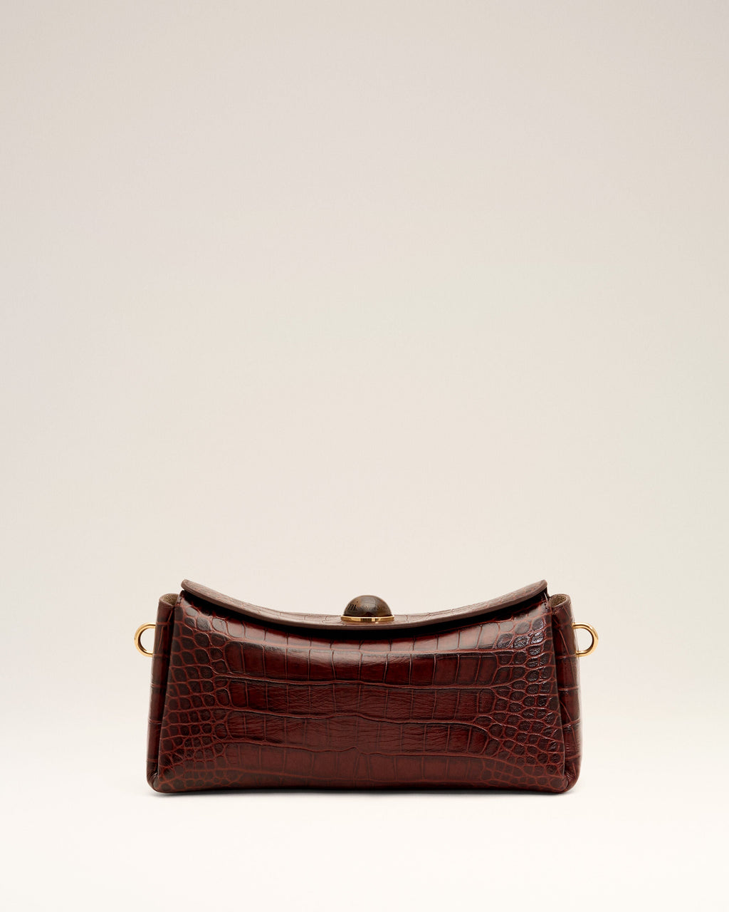 AMI PARIS BROWN CROCODILE EMBOSSED COW LEATHER CARROUSEL BAG — vista 3