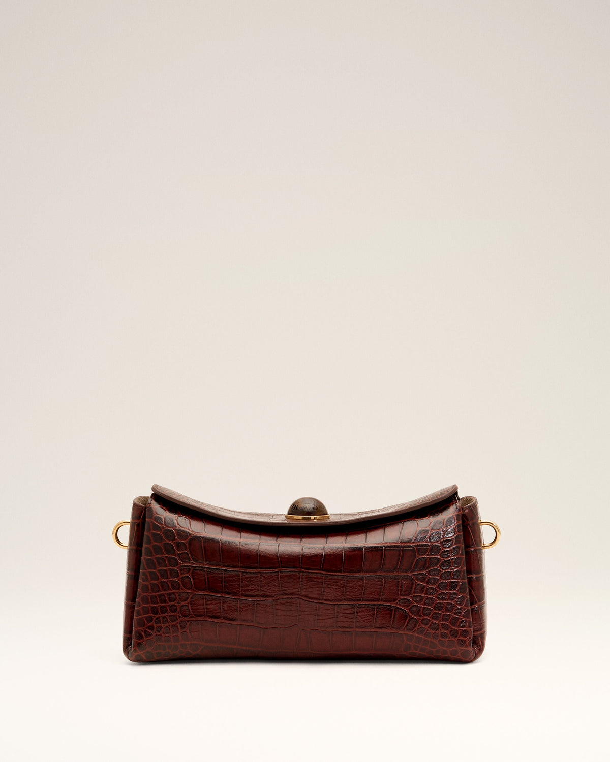 AMI PARIS BROWN CROCODILE EMBOSSED COW LEATHER CARROUSEL BAG — vista 3