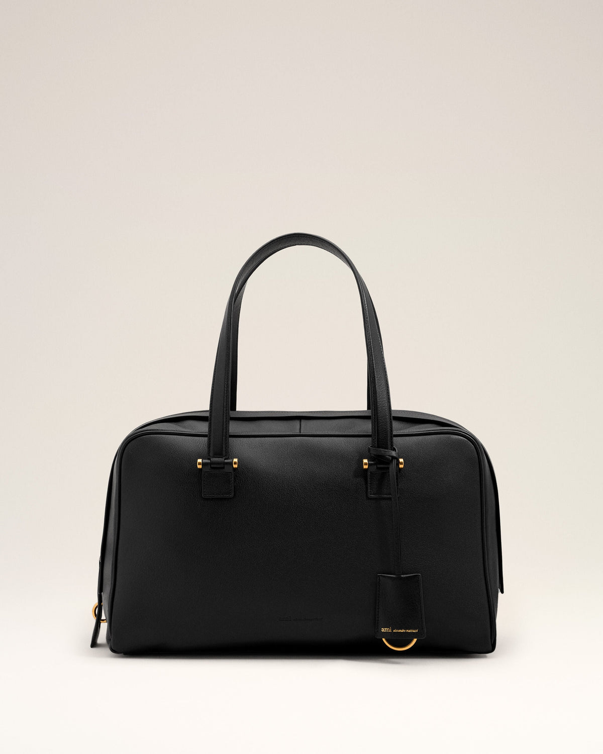 AMI PARIS BLACK COWHIDE LEATHER GEORGES BOWLING BAG — vista 7