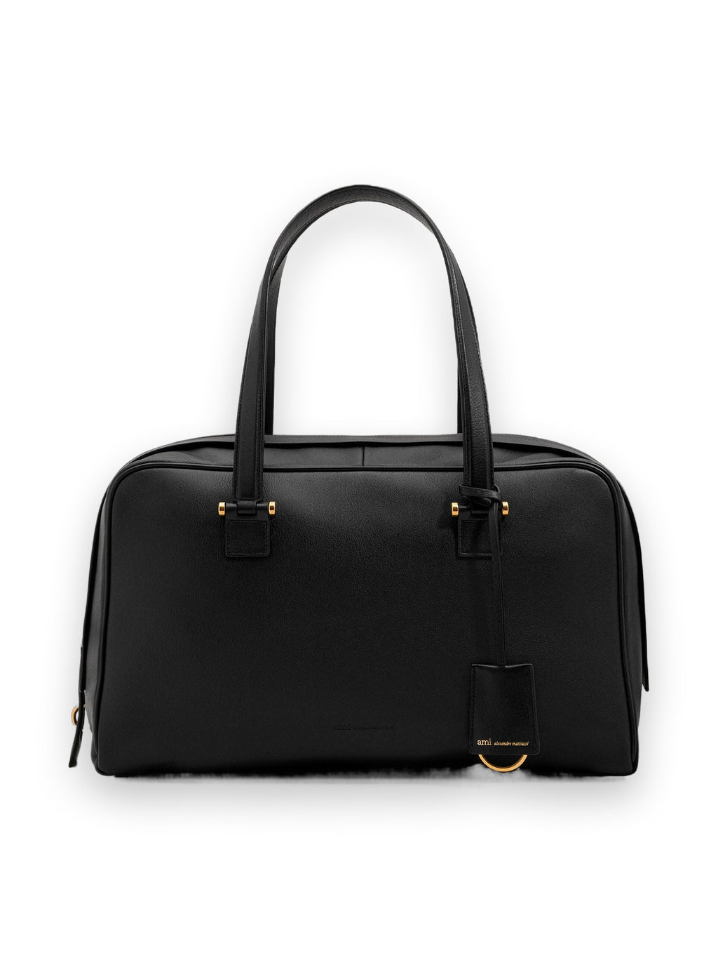 AMI PARIS BLACK COWHIDE LEATHER GEORGES BOWLING BAG