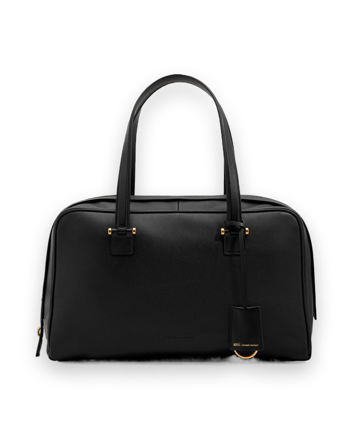 AMI PARIS BLACK COWHIDE LEATHER GEORGES BOWLING BAG