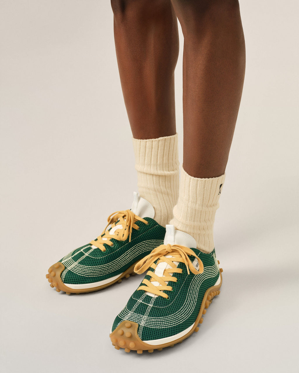 AMI PARIS GREEN MESH MIRAGE SNEAKERS — vista 2