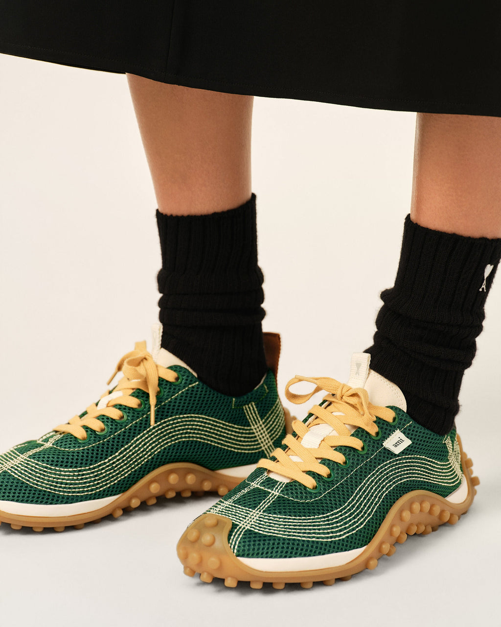 AMI PARIS GREEN MESH MIRAGE SNEAKERS — vista 7