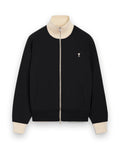 AMI PARIS BLACK ZIPPED COTTON SWEATSHIRT WITH AMI DE COEUR