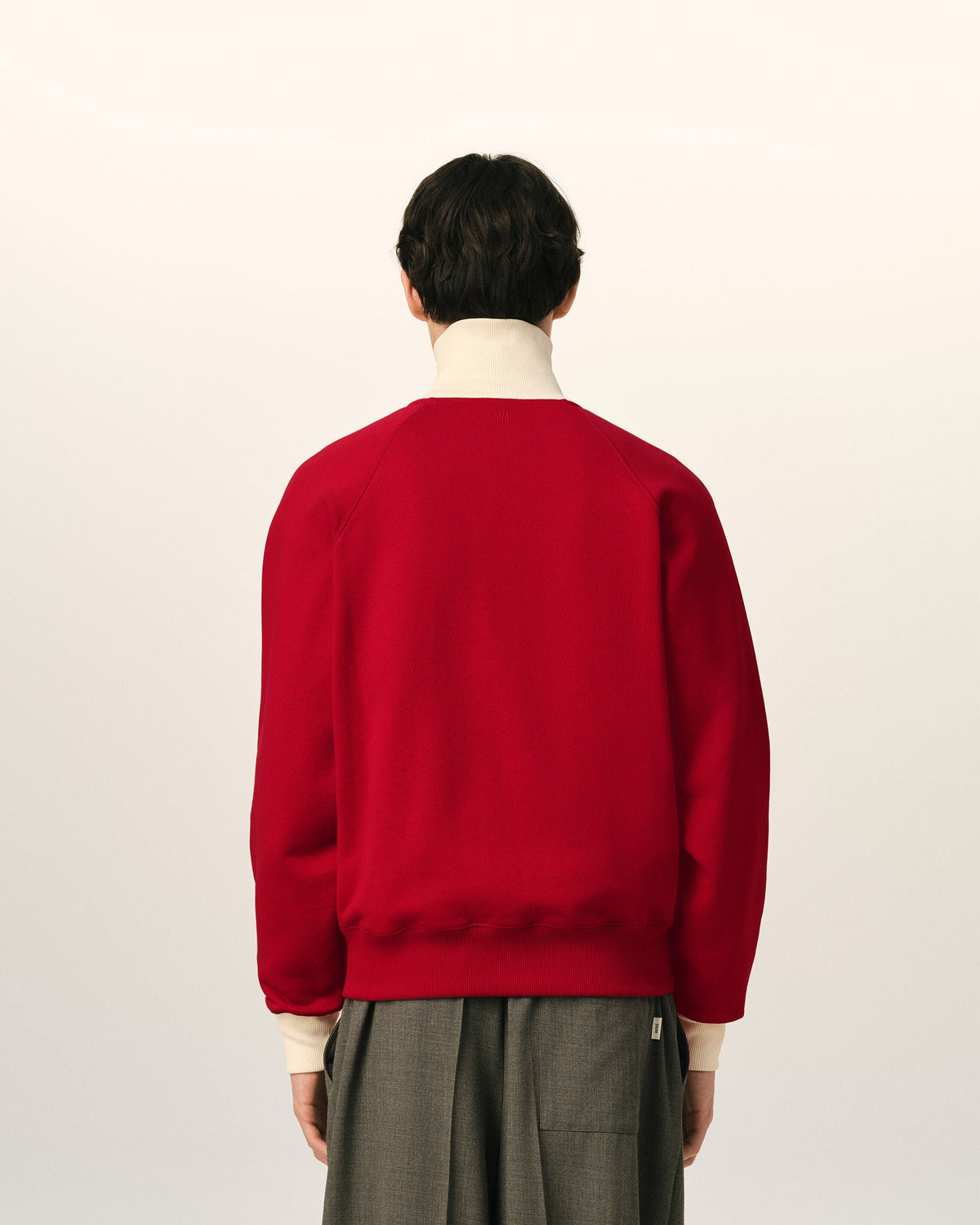 AMI PARIS RED ZIPPED COTTON SWEATSHIRT WITH AMI DE COEUR — vista 5