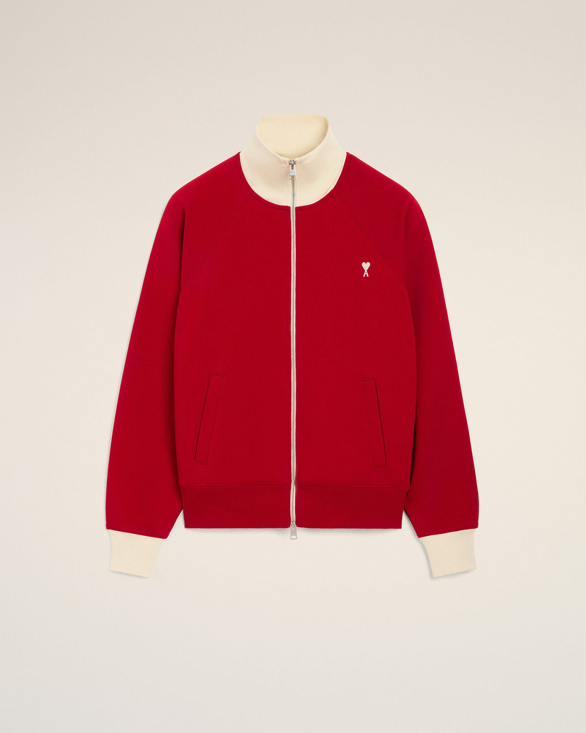 AMI PARIS RED ZIPPED COTTON SWEATSHIRT WITH AMI DE COEUR — vista 8