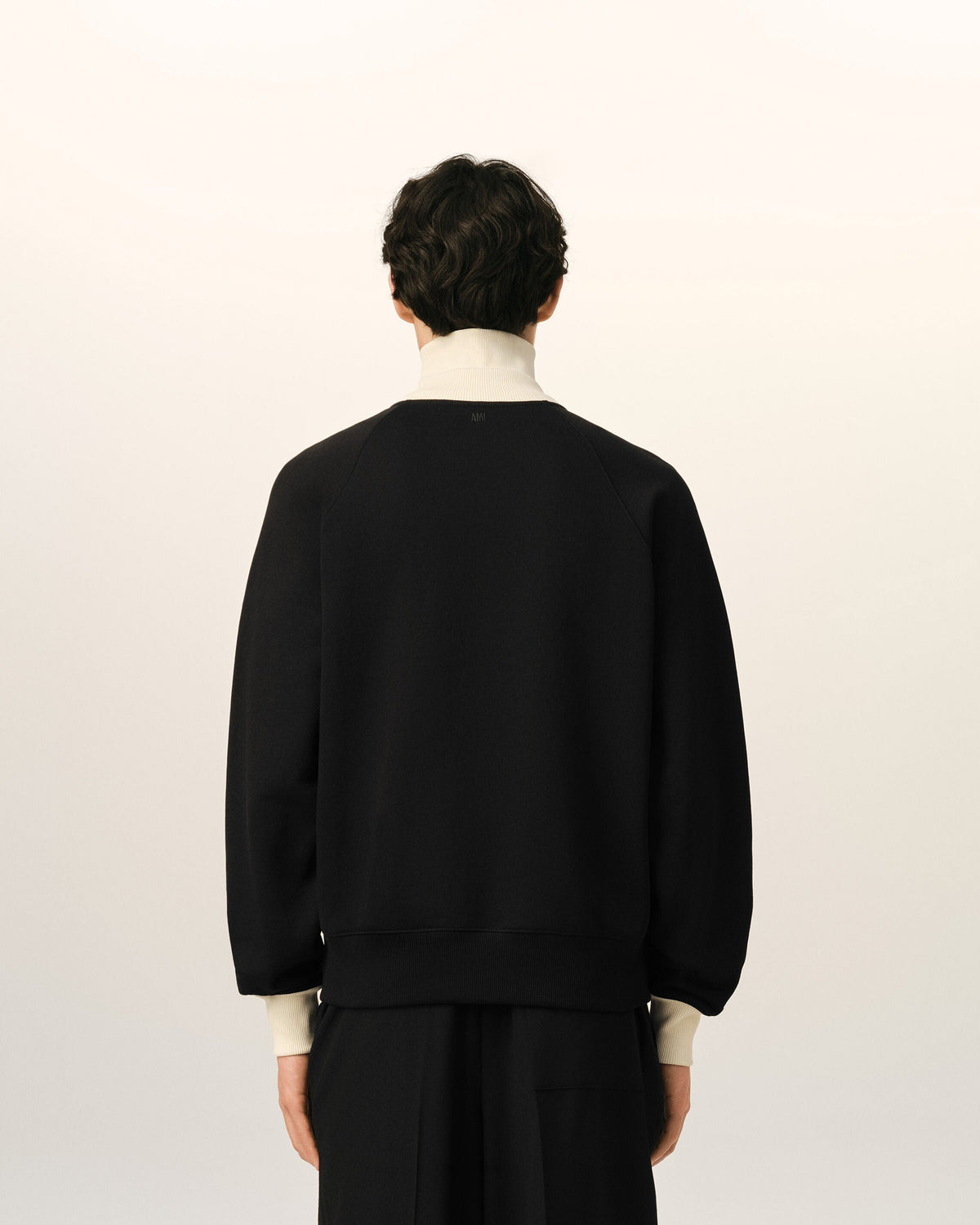 AMI PARIS BLACK ZIPPED COTTON SWEATSHIRT WITH AMI DE COEUR — vista 5