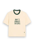 AMI PARIS ECRU PRINTED COTTON "DON'T FORGET TO LOVE" T-SHIRT