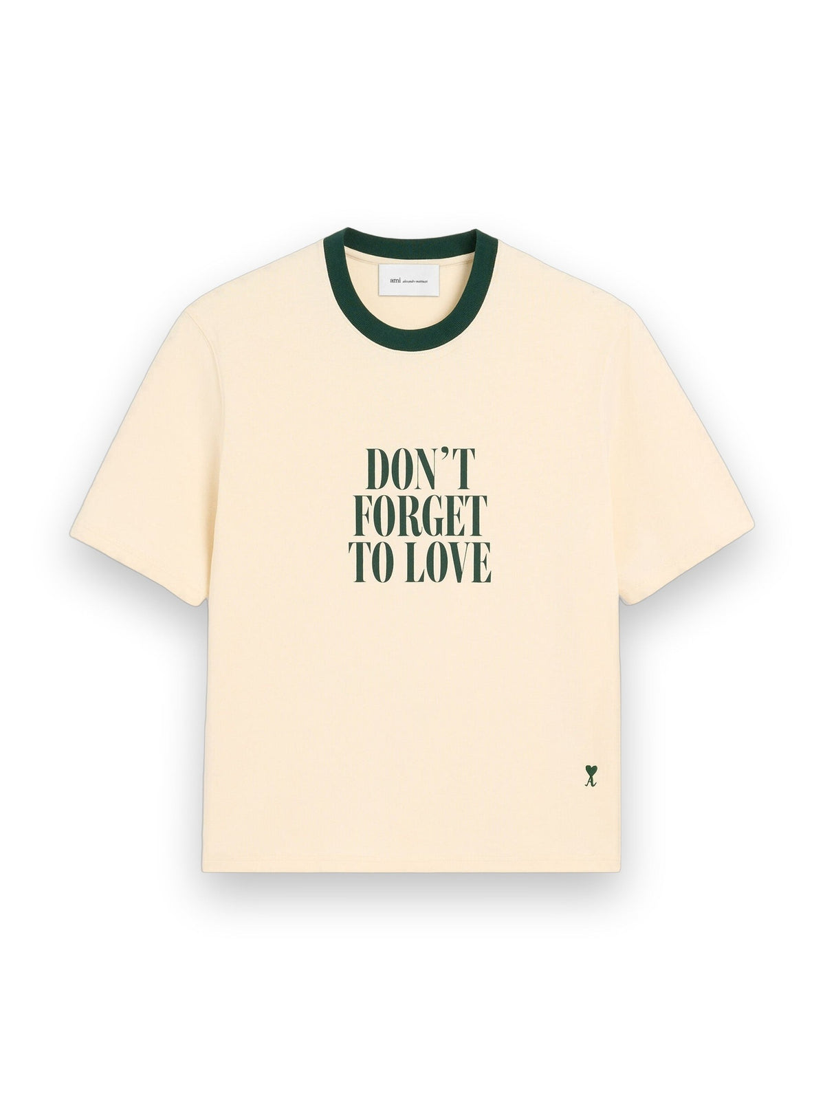 AMI PARIS ECRU PRINTED COTTON "DON'T FORGET TO LOVE" T-SHIRT