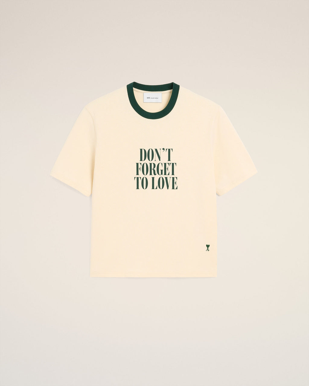 AMI PARIS ECRU PRINTED COTTON "DON'T FORGET TO LOVE" T-SHIRT — vista 8