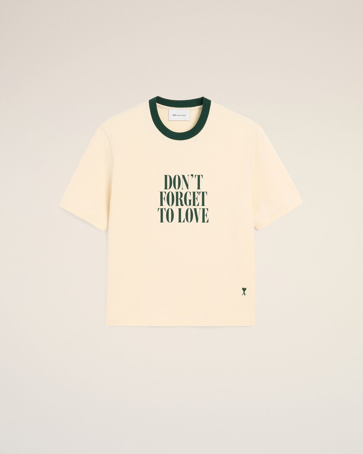 AMI PARIS ECRU PRINTED COTTON "DON'T FORGET TO LOVE" T-SHIRT — vista 8