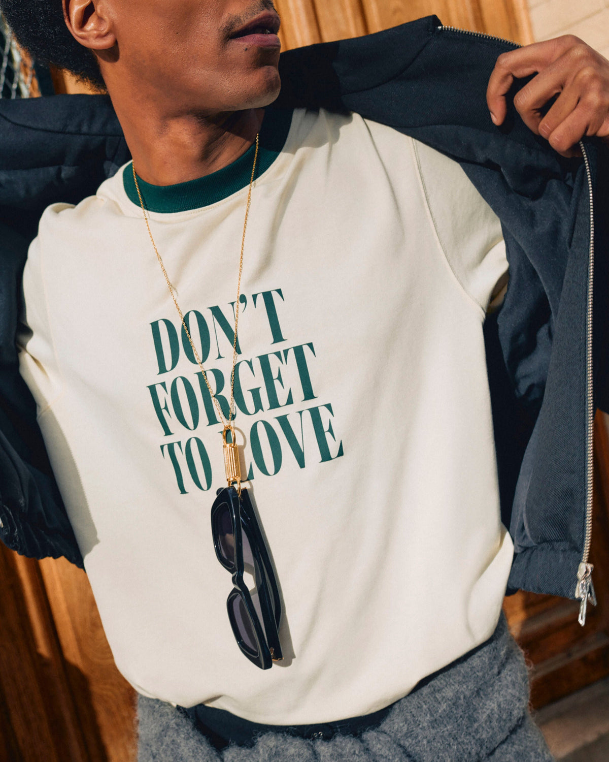 AMI PARIS ECRU PRINTED COTTON "DON'T FORGET TO LOVE" T-SHIRT — vista 7