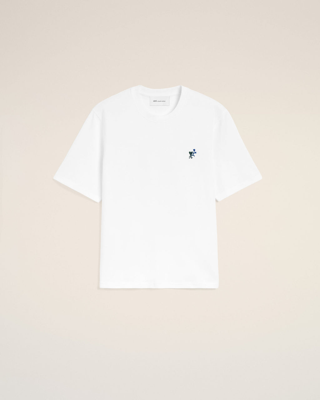 AMI PARIS WHITE COTTON T-SHIRT WITH AMI DE COEUR TULIP — vista 7