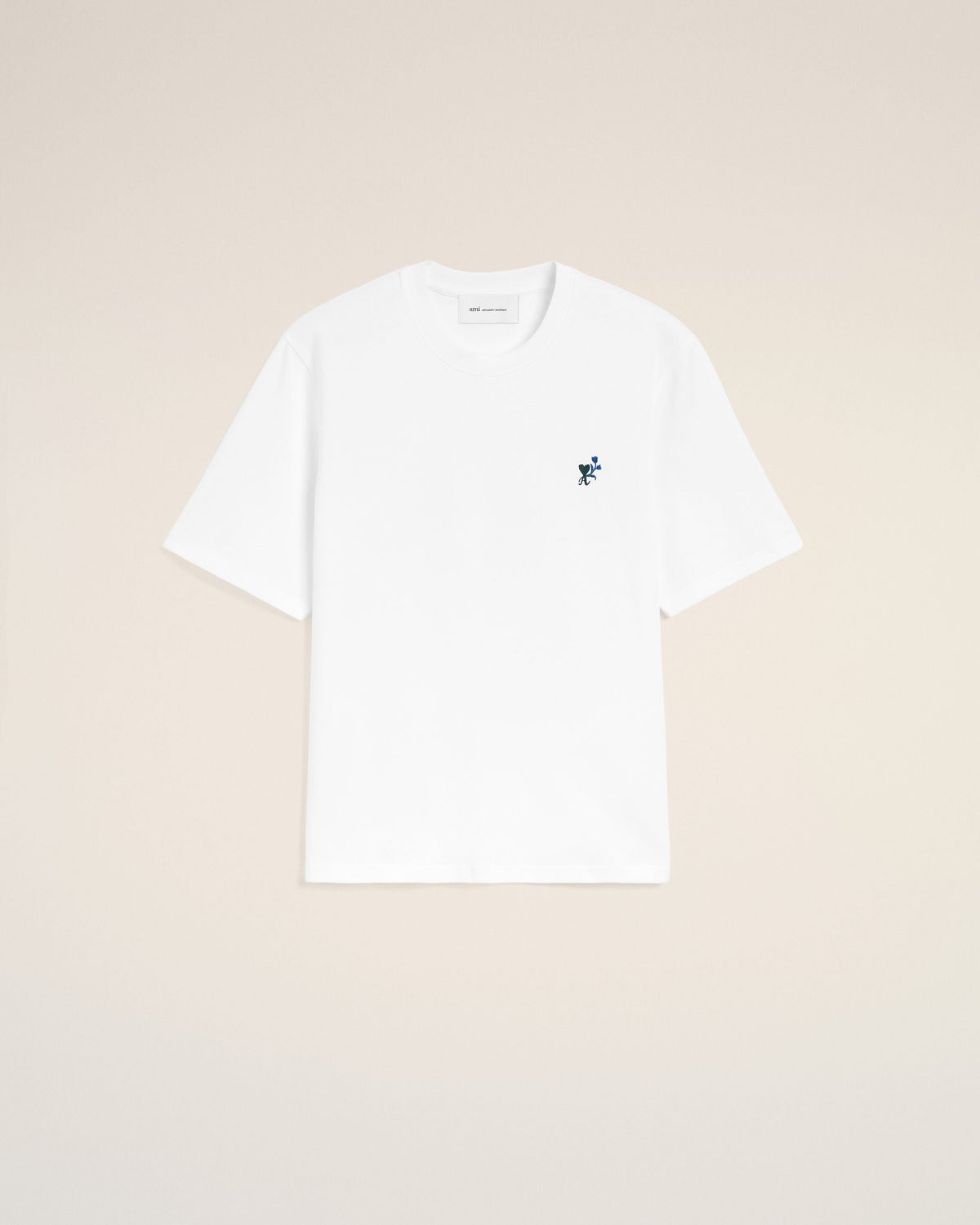 AMI PARIS WHITE COTTON T-SHIRT WITH AMI DE COEUR TULIP — vista 7