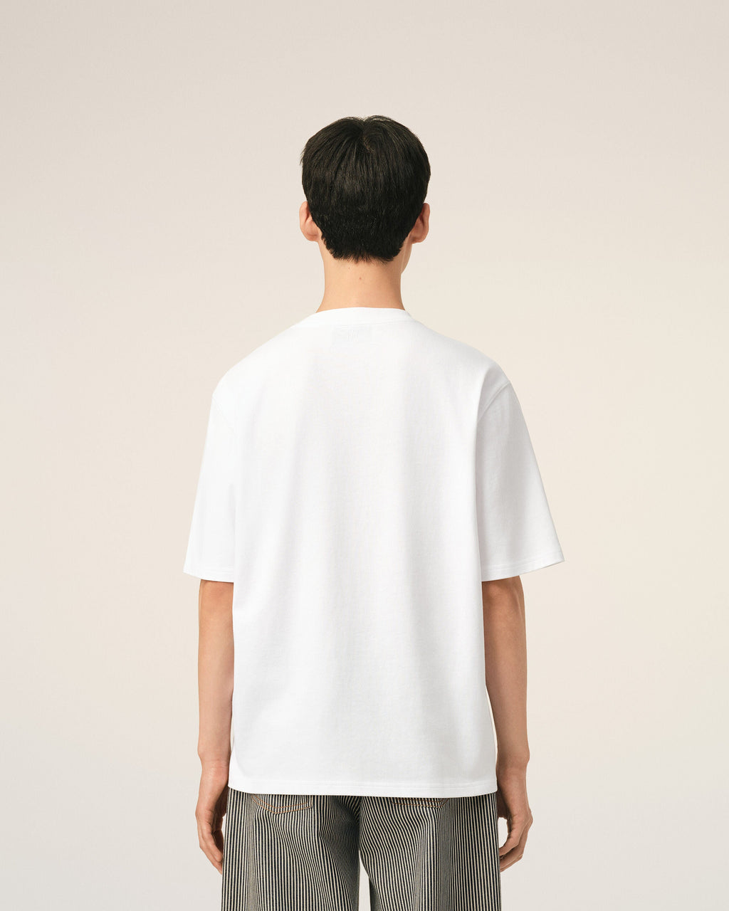 AMI PARIS WHITE COTTON T-SHIRT WITH AMI DE COEUR TULIP — vista 5