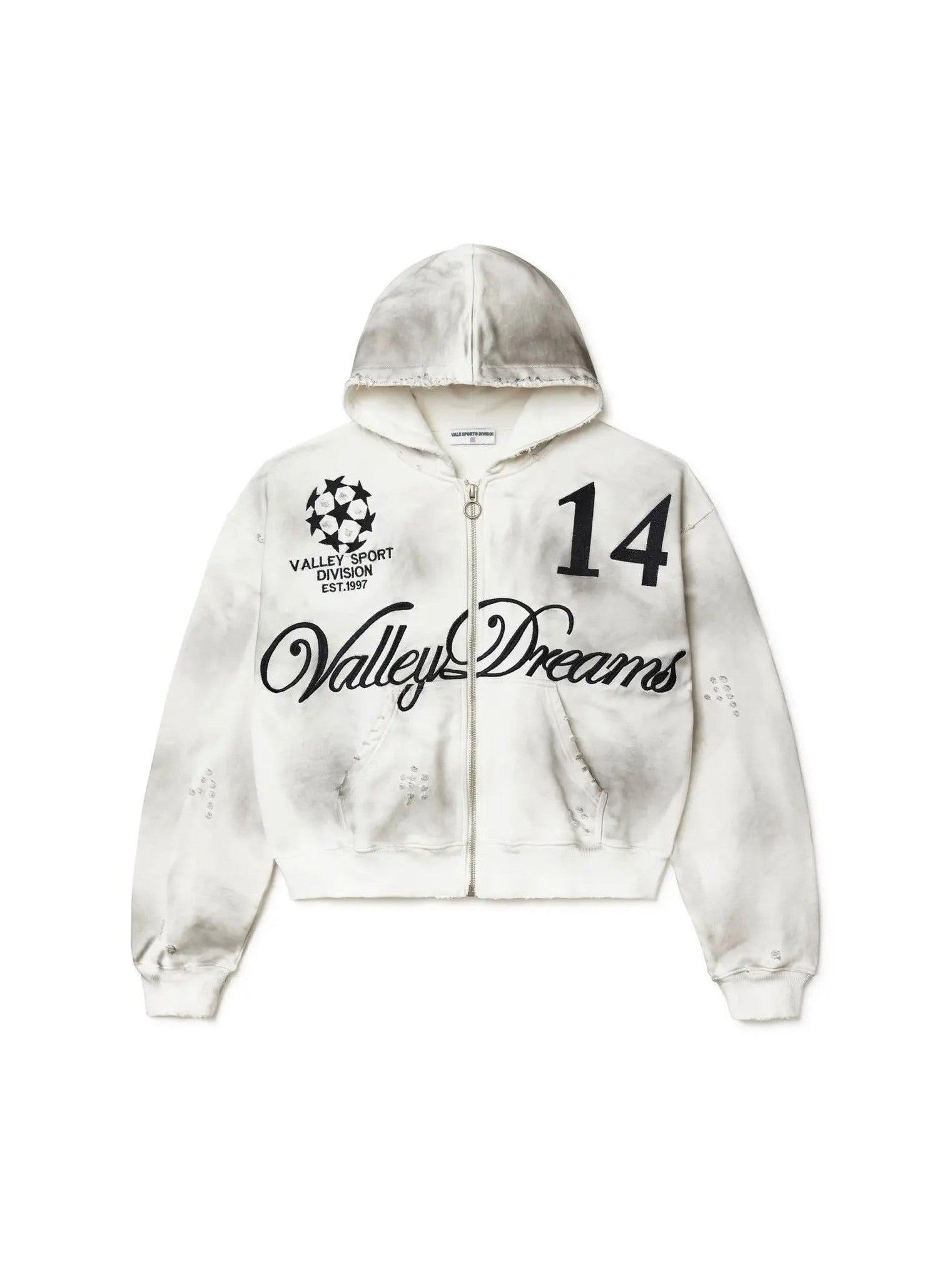 VALLEY DREAMS OREO 14 ZIP UP HOODIE WHITE