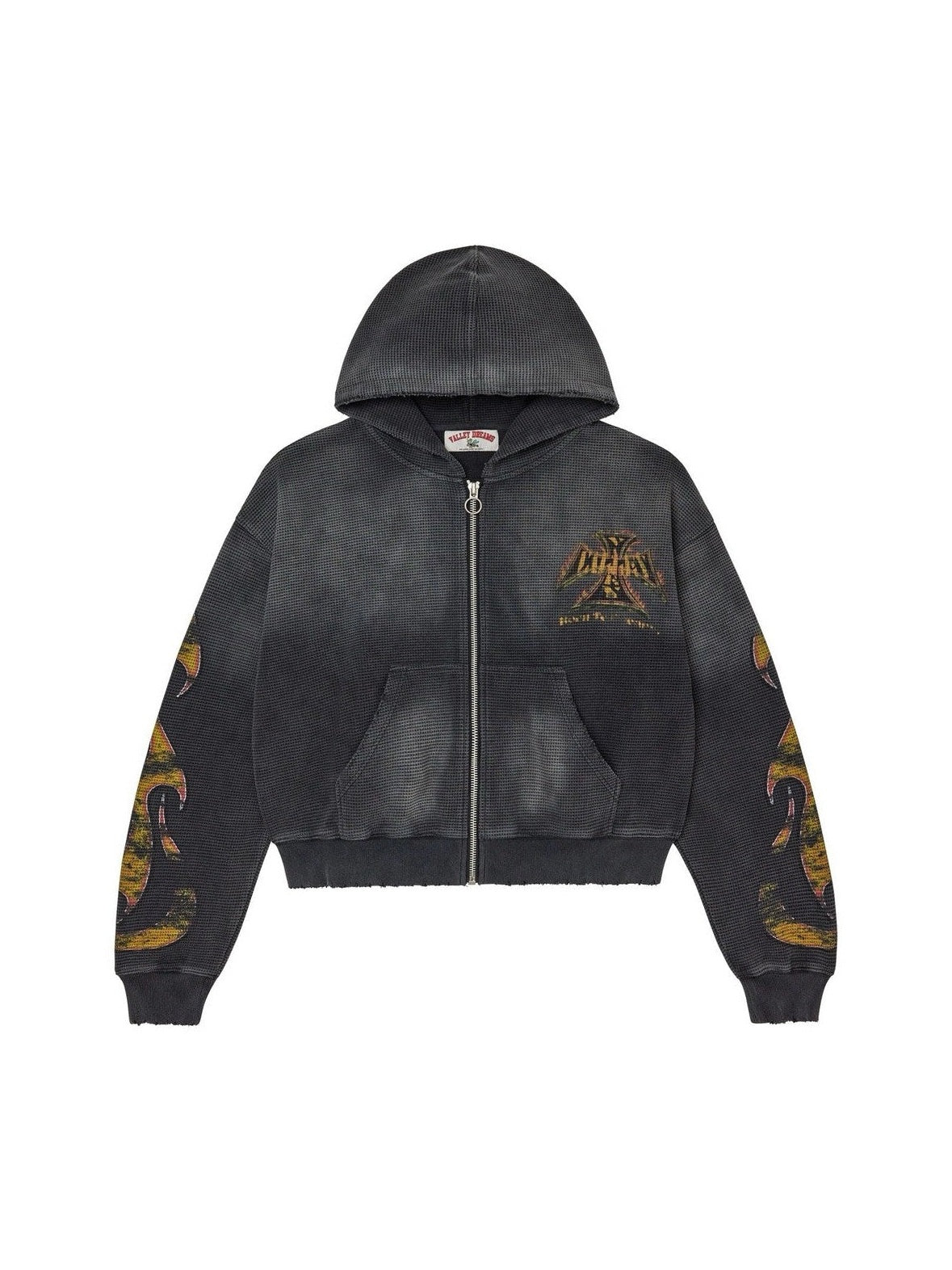 VALLEY DREAMS REBORN WAFFLE ZIP UP BLACK