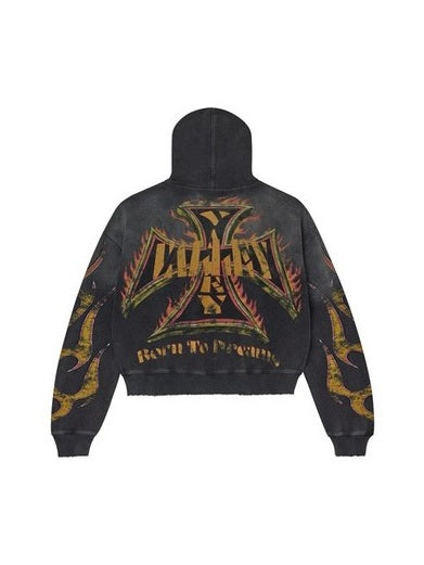 VALLEY DREAMS REBORN WAFFLE ZIP UP BLACK