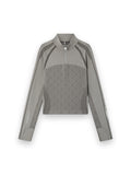 CASABLANCA LIGHT GREY SEAMLESS MONOGRAM LONG SLEEVE TOP