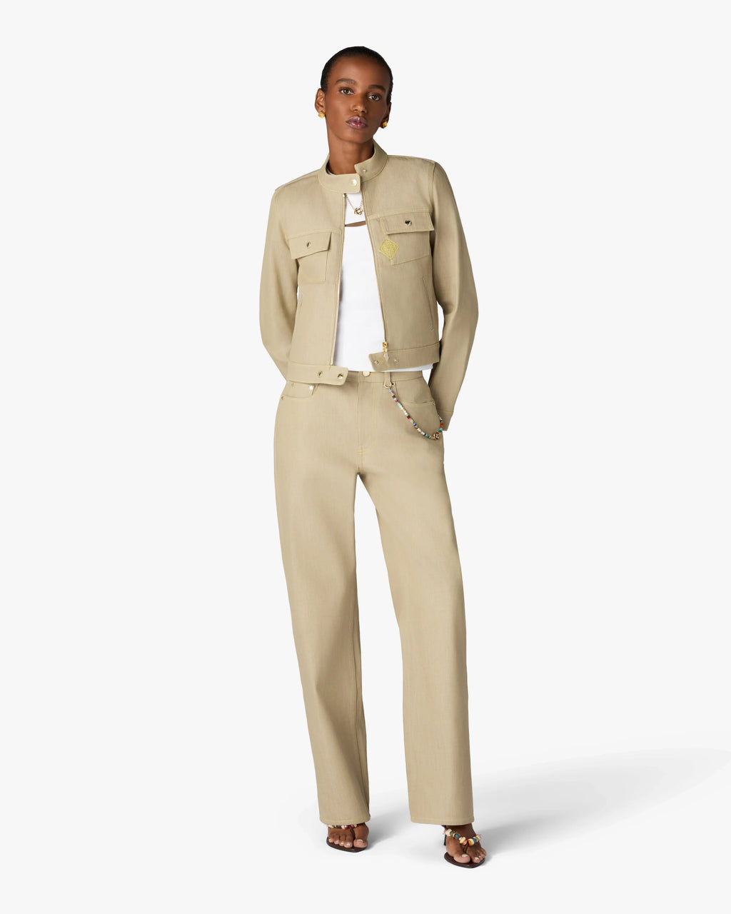 CASABLANCA BEIGE DESERT CANVAS DENIM JACKET — vista 2