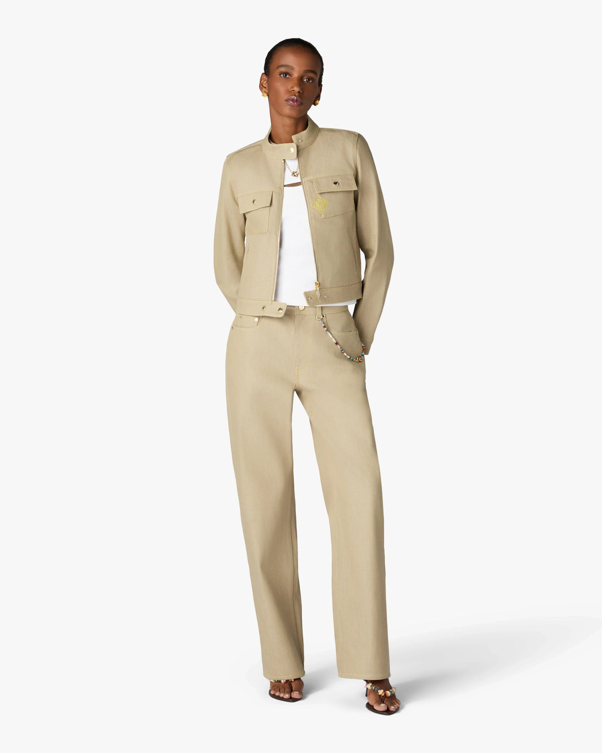CASABLANCA BEIGE DESERT CANVAS DENIM JACKET — vista 2