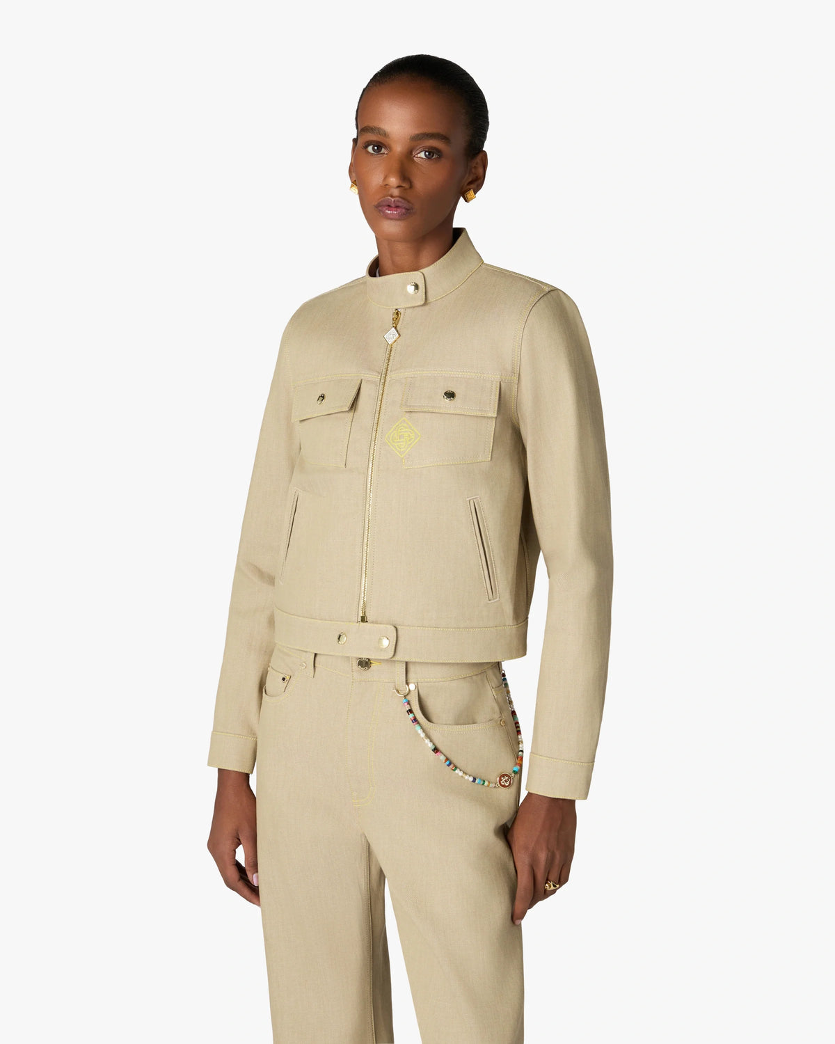 CASABLANCA BEIGE DESERT CANVAS DENIM JACKET — vista 4