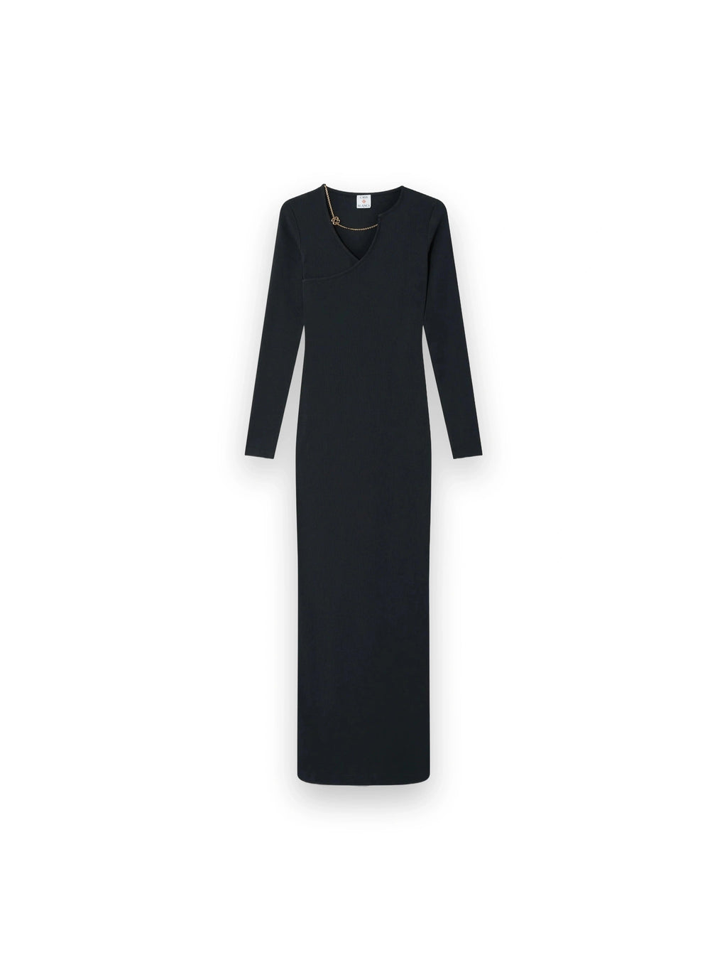 CASABLANCA BLACK RIBBED JEWELLERY MAXI DRESS