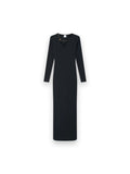 CASABLANCA BLACK RIBBED JEWELLERY MAXI DRESS
