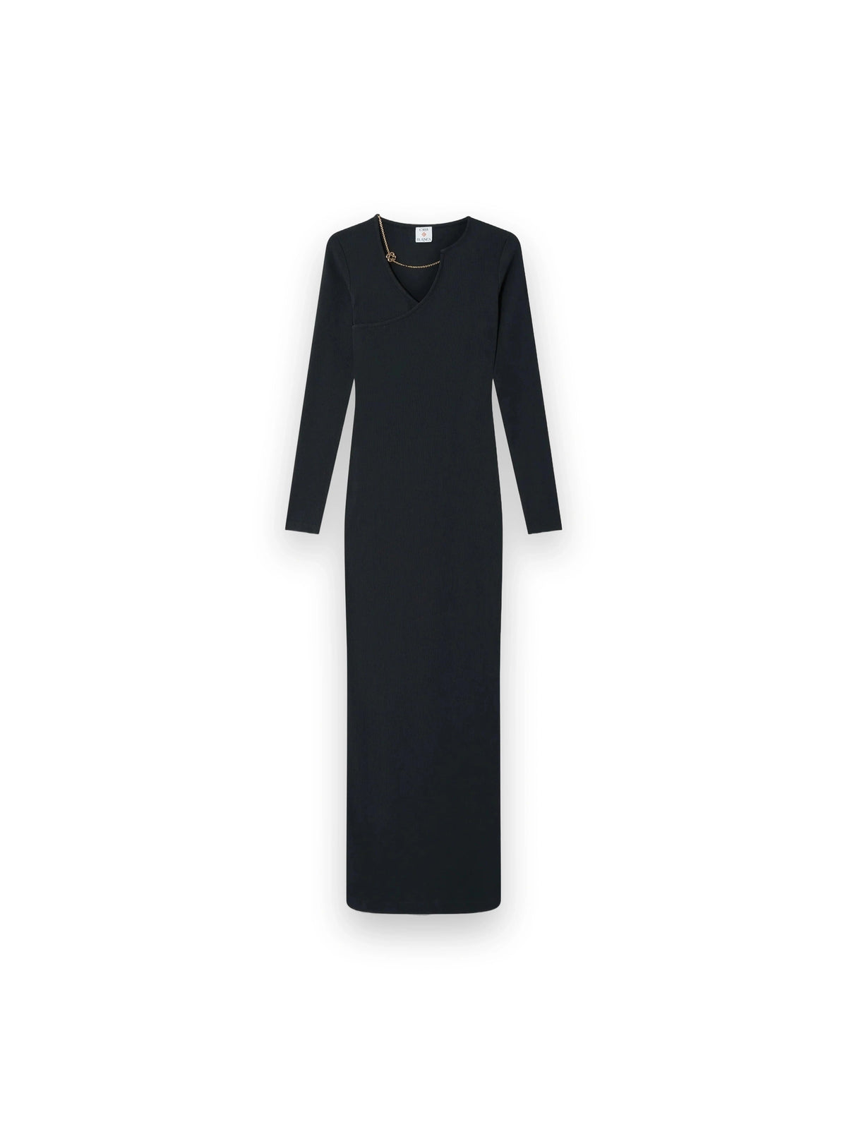 CASABLANCA BLACK RIBBED JEWELLERY MAXI DRESS