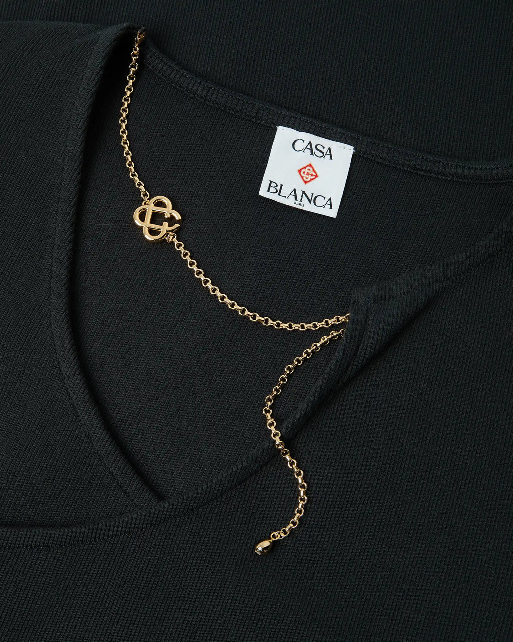 CASABLANCA BLACK RIBBED JEWELLERY MAXI DRESS — vista 6