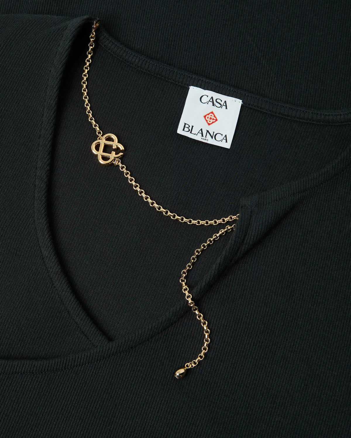 CASABLANCA BLACK RIBBED JEWELLERY MAXI DRESS — vista 6