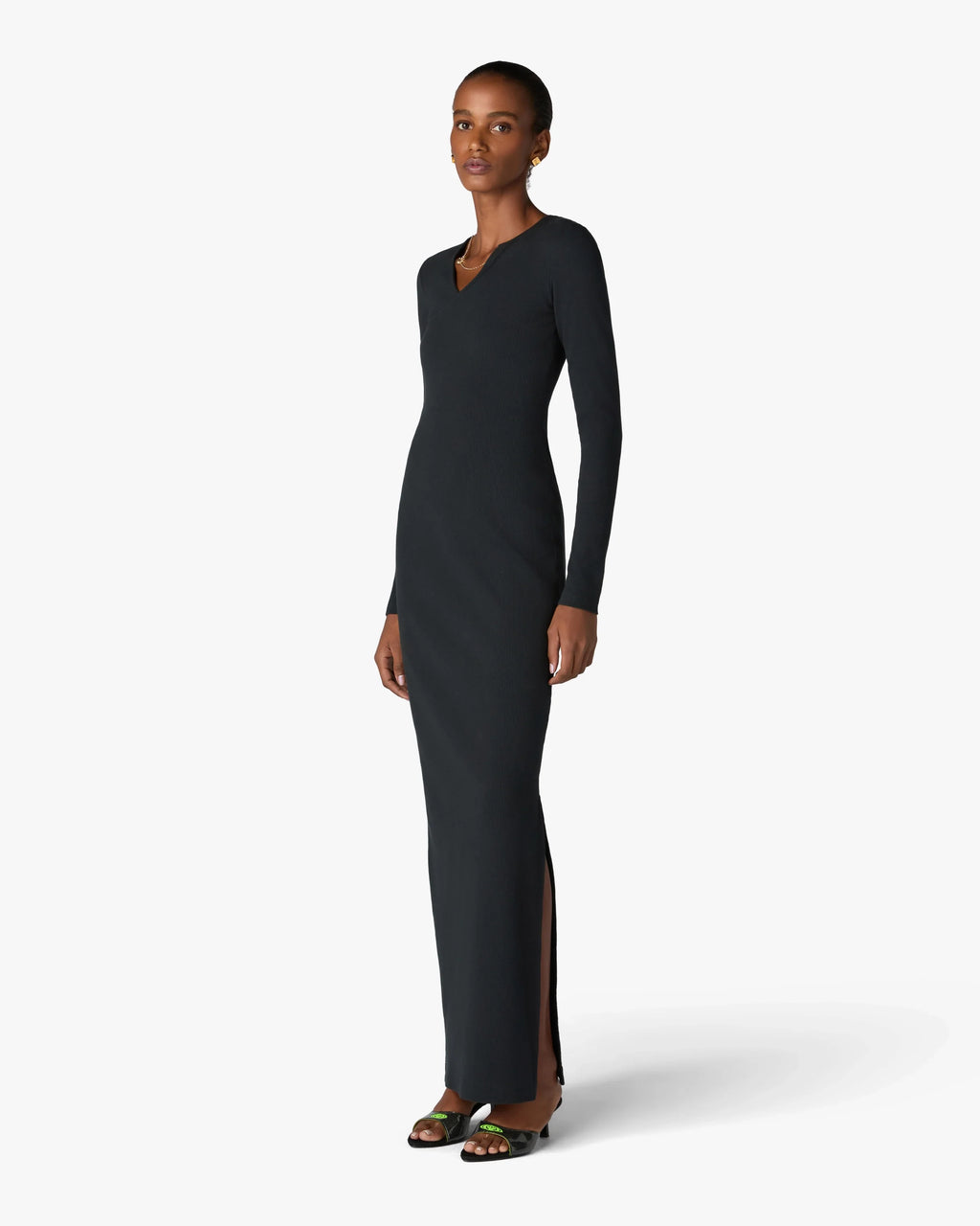 CASABLANCA BLACK RIBBED JEWELLERY MAXI DRESS — vista 2