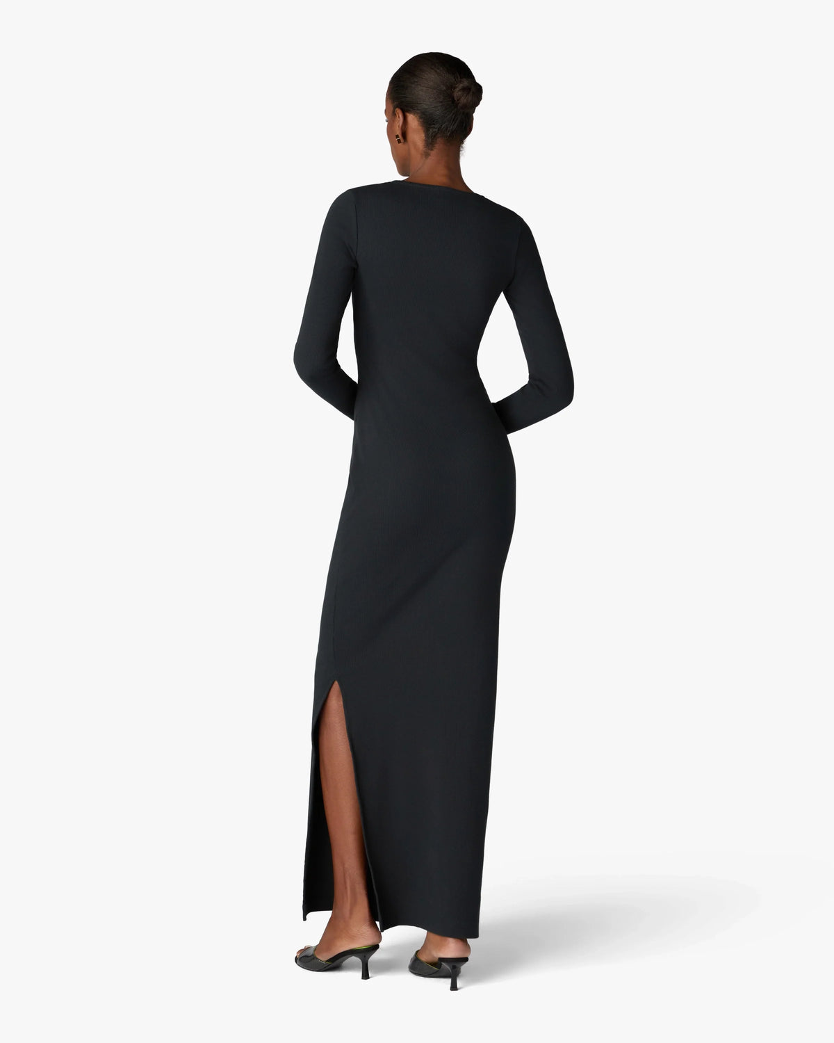 CASABLANCA BLACK RIBBED JEWELLERY MAXI DRESS — vista 3
