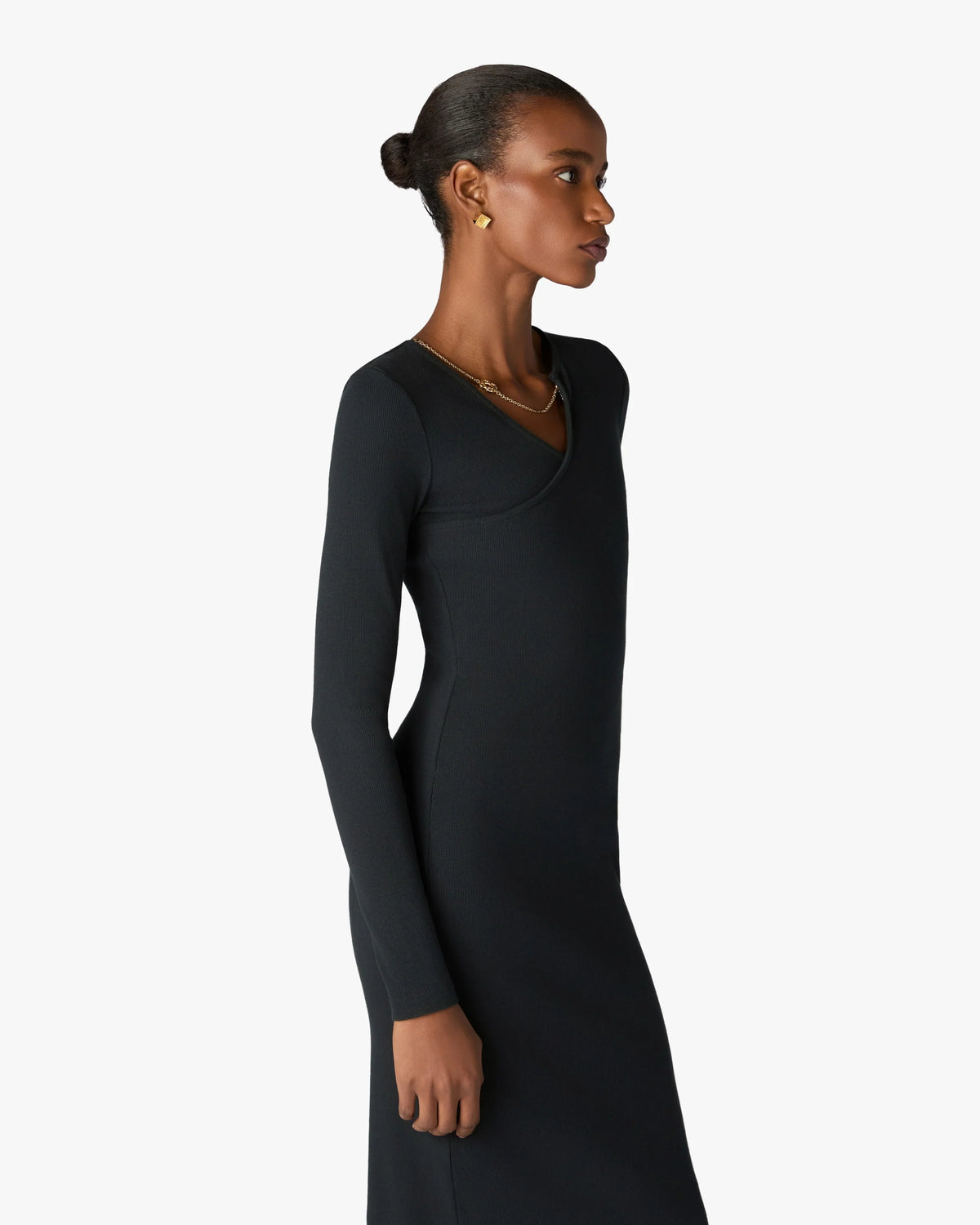 CASABLANCA BLACK RIBBED JEWELLERY MAXI DRESS — vista 4