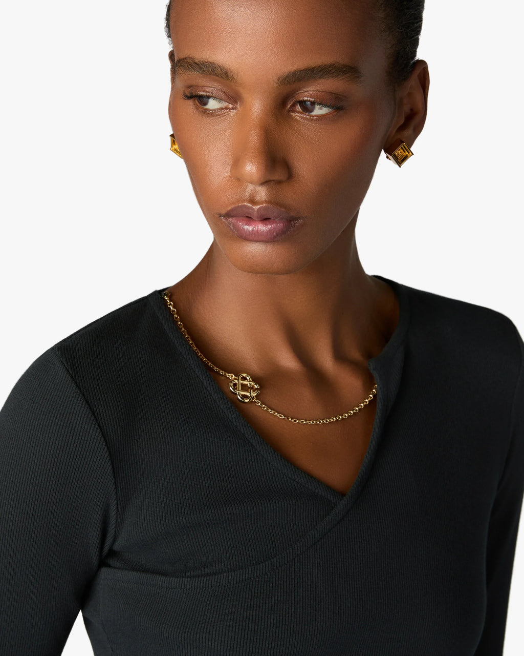 CASABLANCA BLACK RIBBED JEWELLERY MAXI DRESS — vista 5