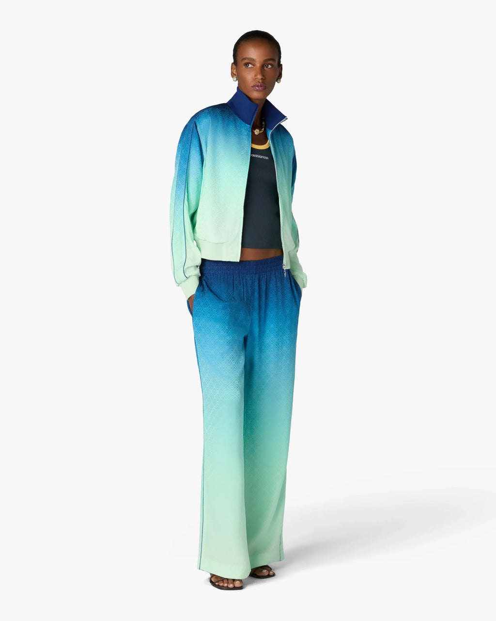 CASABLANCA BLUE & GREEN GRADIENT MONOGRAM JACQUARD TRACK JACKET — vista 2
