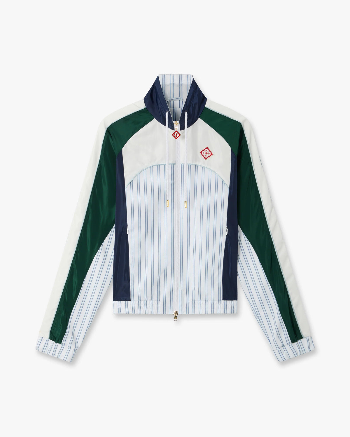 CASABLANCA WHITE & NAVY PINSTRIPE PANELLED TRACK JACKET