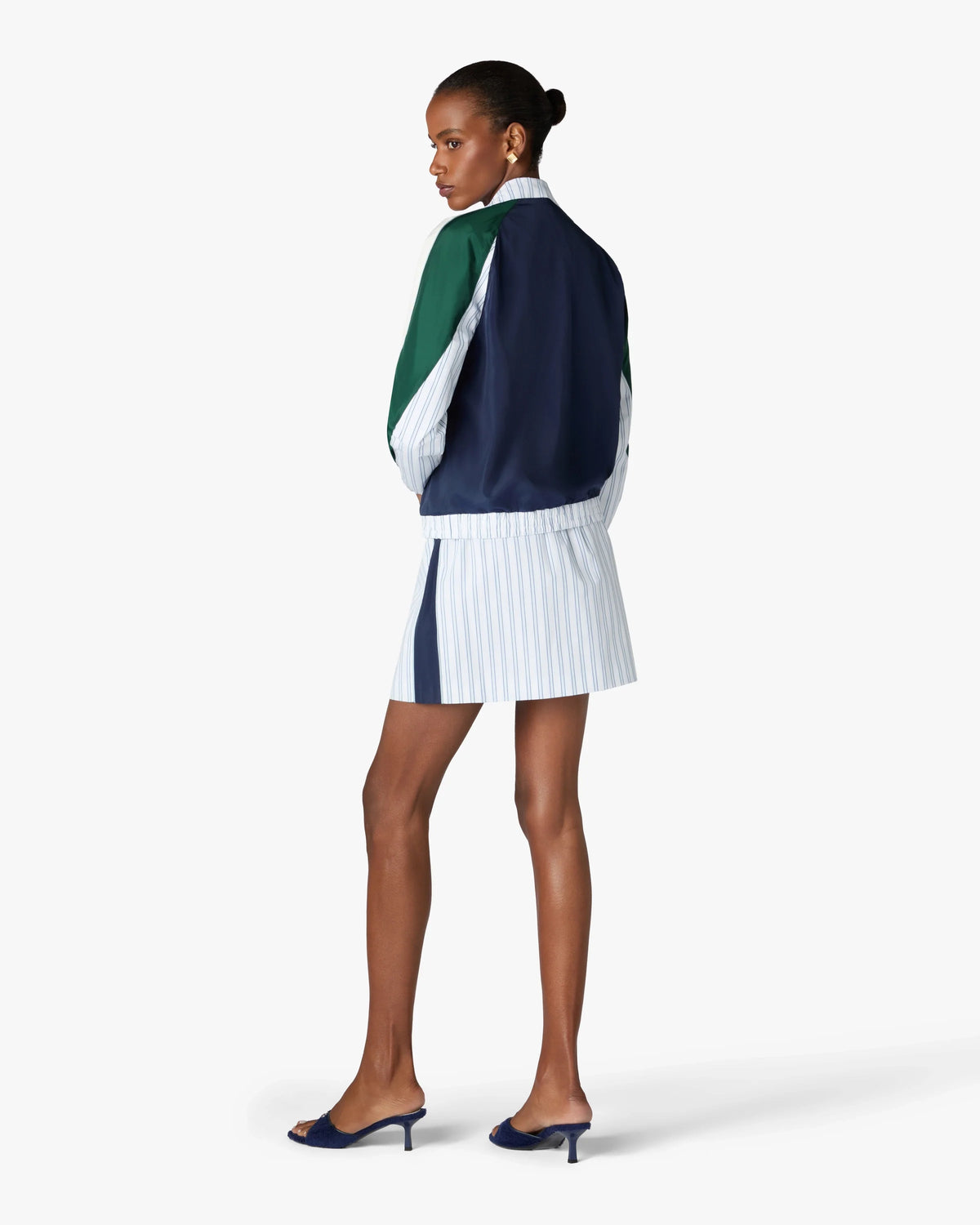 CASABLANCA WHITE & NAVY PINSTRIPE PANELLED TRACK JACKET — vista 3
