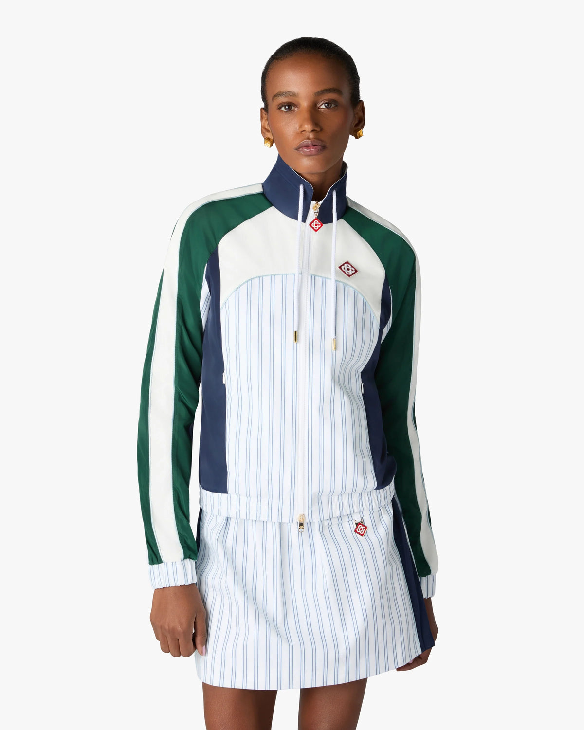 CASABLANCA WHITE & NAVY PINSTRIPE PANELLED TRACK JACKET — vista 4