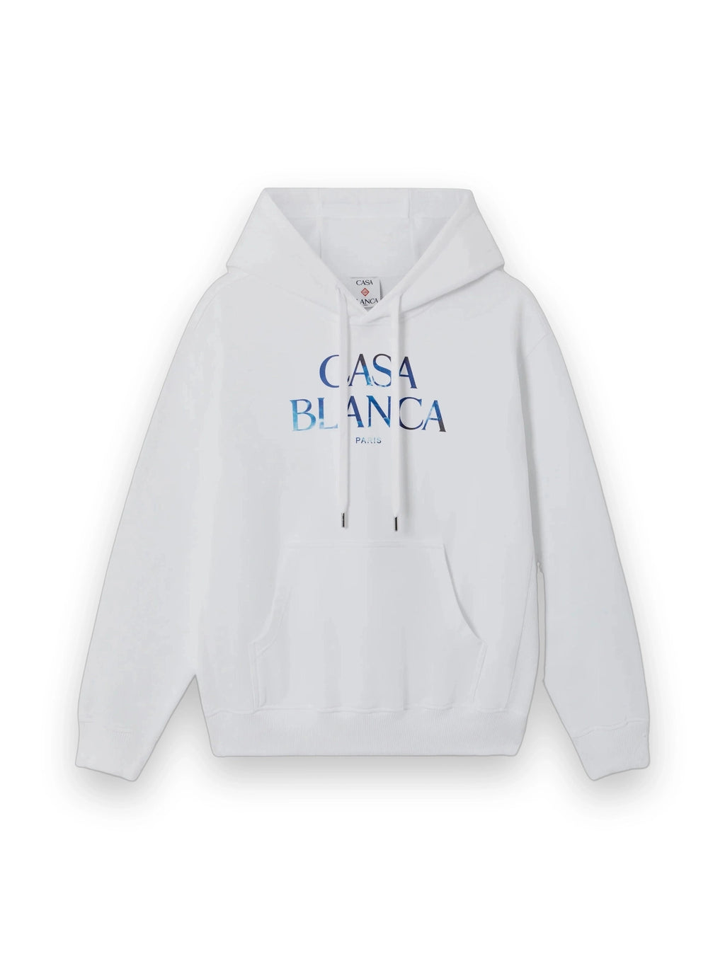 CASABLANCA WHITE MEDUSE STACKED LOGO HOODED SWEATSHIRT