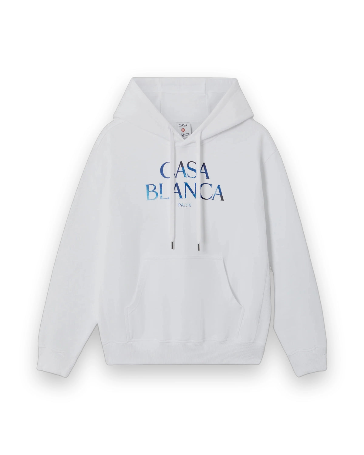 CASABLANCA WHITE MEDUSE STACKED LOGO HOODED SWEATSHIRT