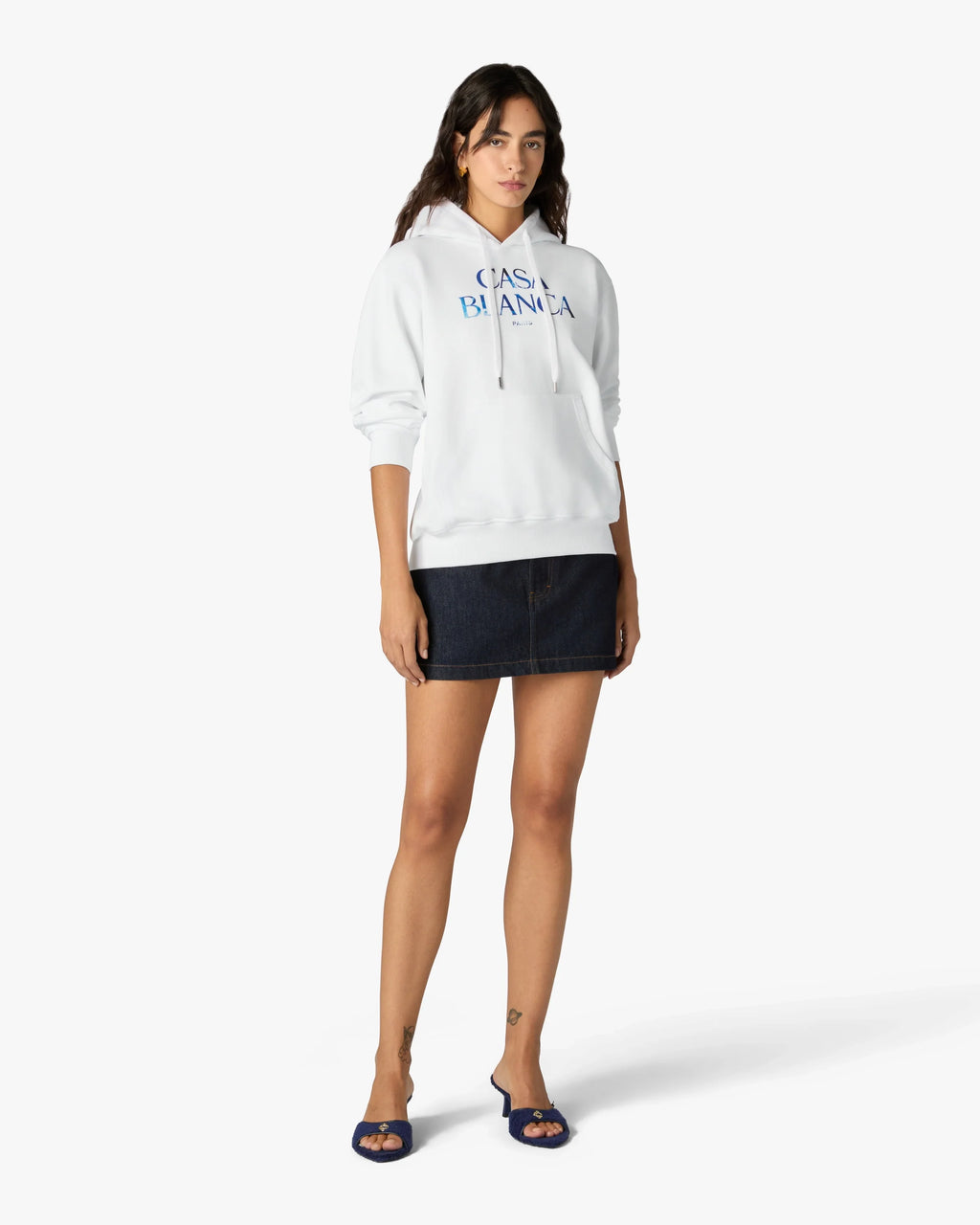 CASABLANCA WHITE MEDUSE STACKED LOGO HOODED SWEATSHIRT — vista 2