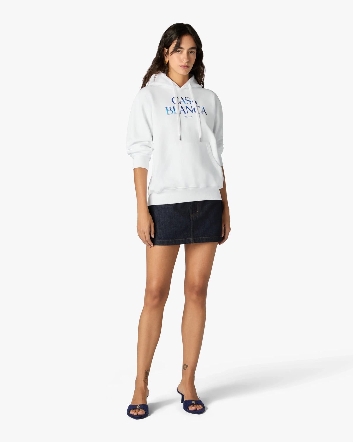 CASABLANCA WHITE MEDUSE STACKED LOGO HOODED SWEATSHIRT — vista 2