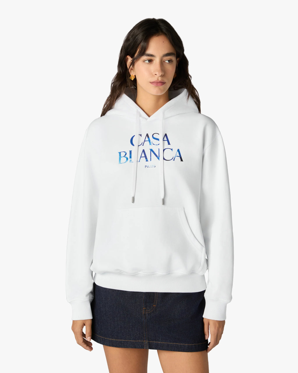 CASABLANCA WHITE MEDUSE STACKED LOGO HOODED SWEATSHIRT — vista 4