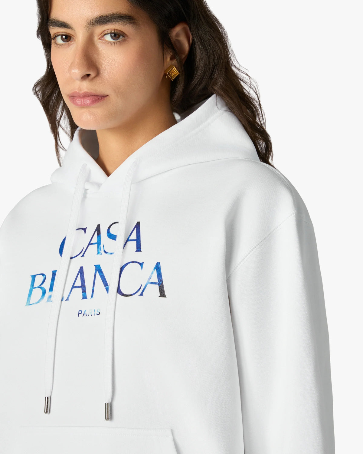 CASABLANCA WHITE MEDUSE STACKED LOGO HOODED SWEATSHIRT — vista 5