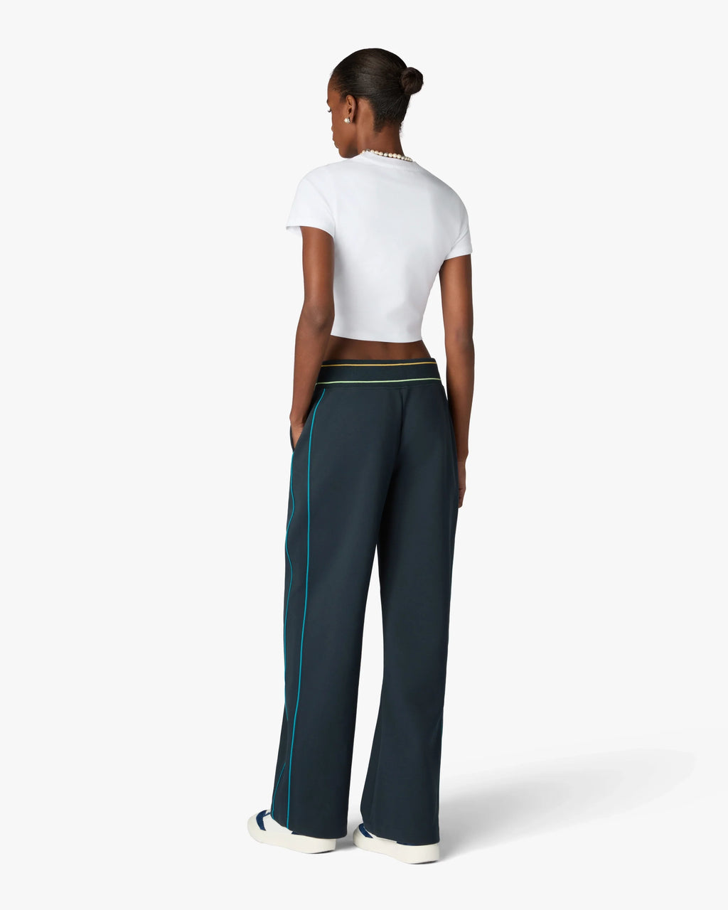 CASABLANCA NAVY LOW-RISE PUNTO JOGGERS WITH CONTRAST PIPING — vista 3